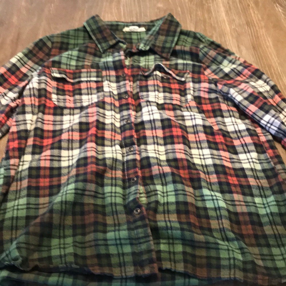 Green plaid flannel shirt